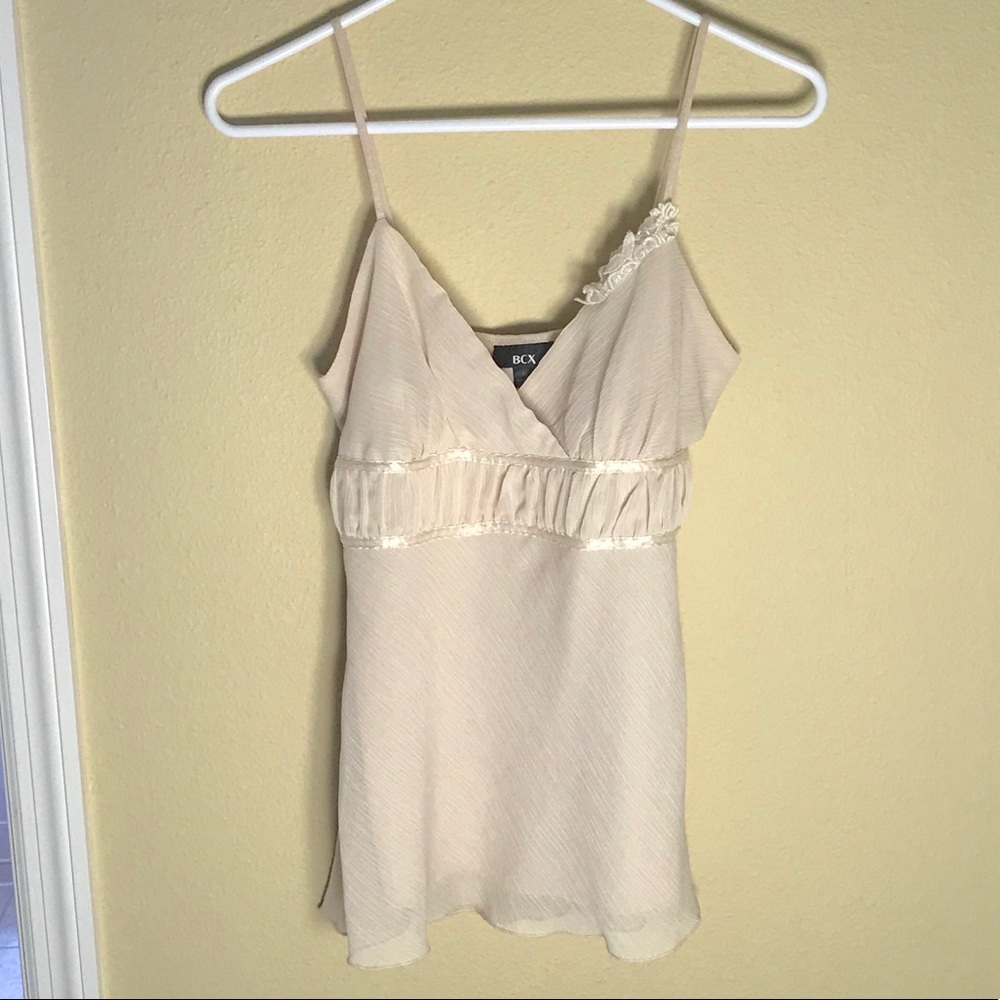 BCX Nude Beige Chiffon Camisole Top Sz M